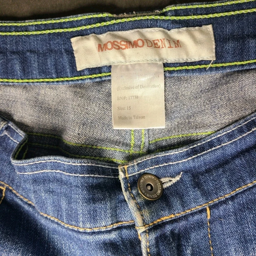 Mossimo Women's Denim Bermuda Shorts Size 15 Blue Stretch Cuffed Jean Shorts